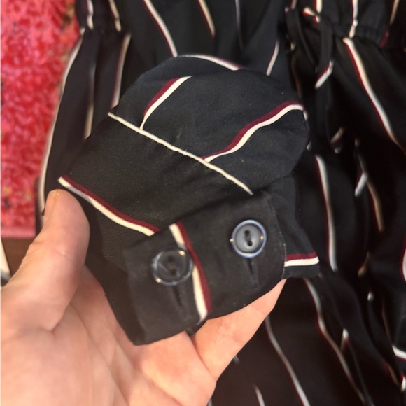 Navy, maroon, and white pinstripe dress - Picture 5 of 7